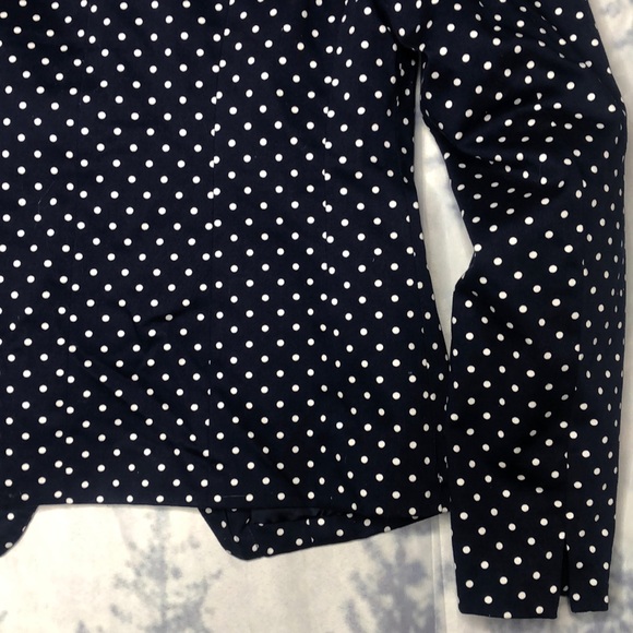 Cynthia Rowley Navy Blue White Polka Dot Blazer - Picture 6 of 8